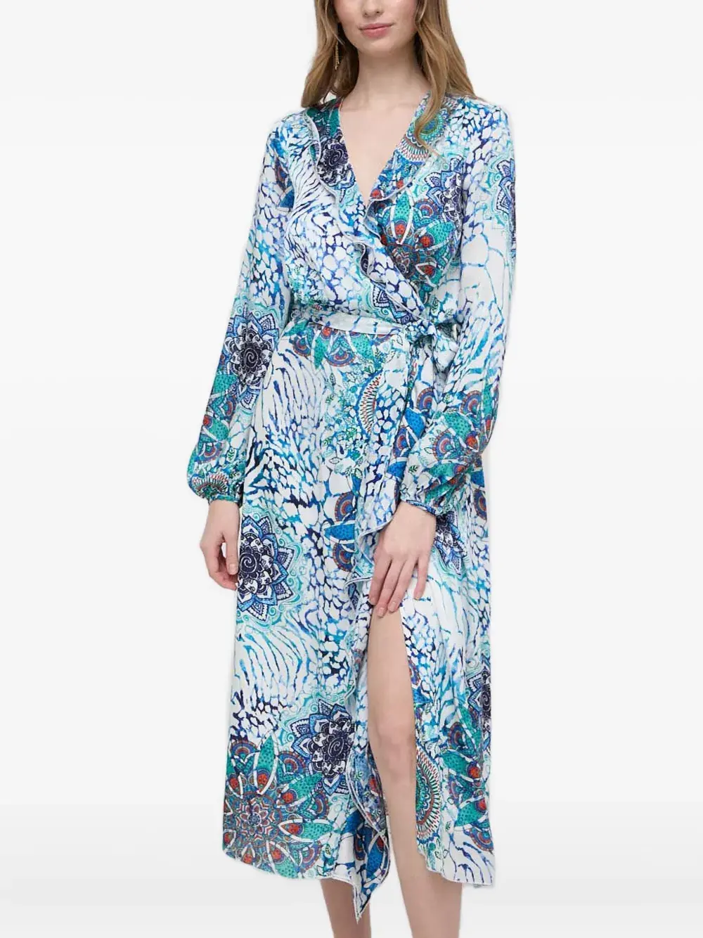 

Платье миди с принтом и длинными рукавами Guess Usa, белый