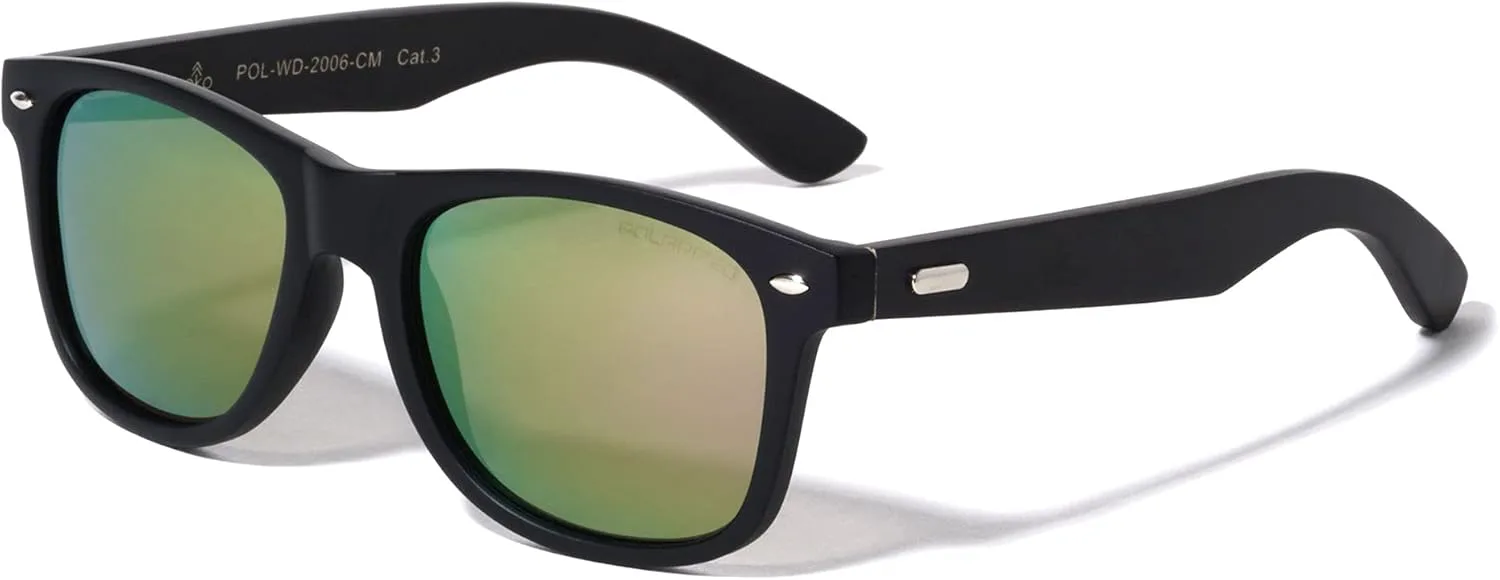 

Поляризованные цветные зеркальные солнцезащитные очки в классической квадратной оправе из дерева с декоративными заклепками на дужках Sunglasses Luxe, Blue Dark Wood