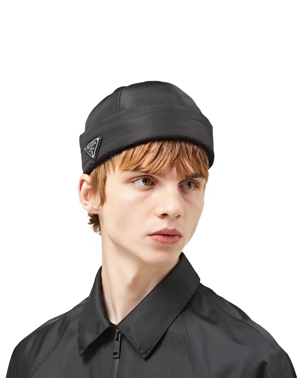 Шерстяная шапка из переработанного нейлона Prada, черный — фото 2