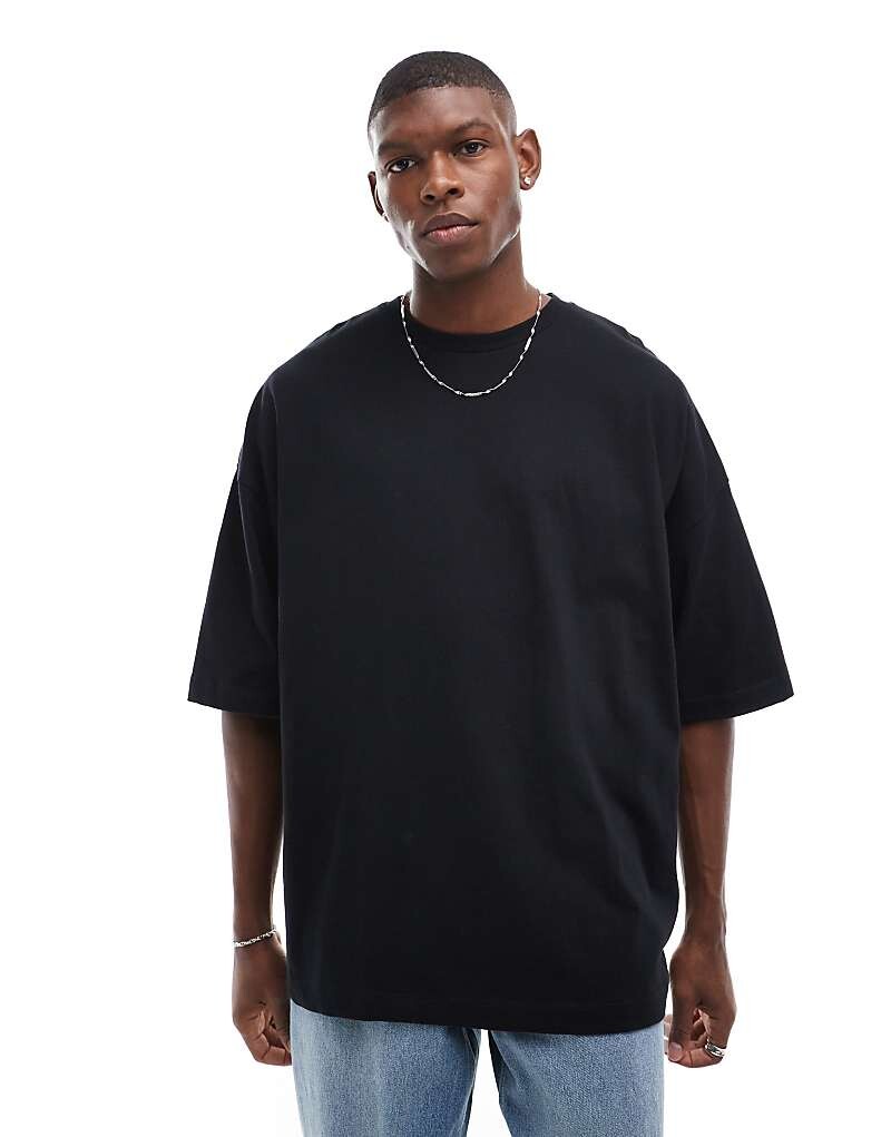 

ASOS DESIGN – Essential – плотная черная футболка очень большого размера, плотностью 240 г/м²
