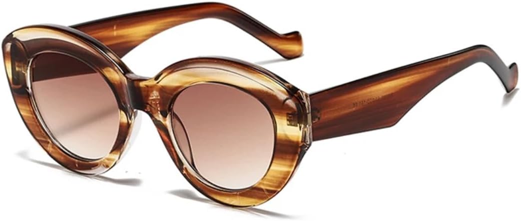 

Солнцезащитные очки для мужчин и женщин - защита UV400 - увеличенные линзы "кошачий глаз" с леопардовым принтом, цветные, для занятий спортом на открытом воздухе и вождения DSVIGF, Brown Striped Tea