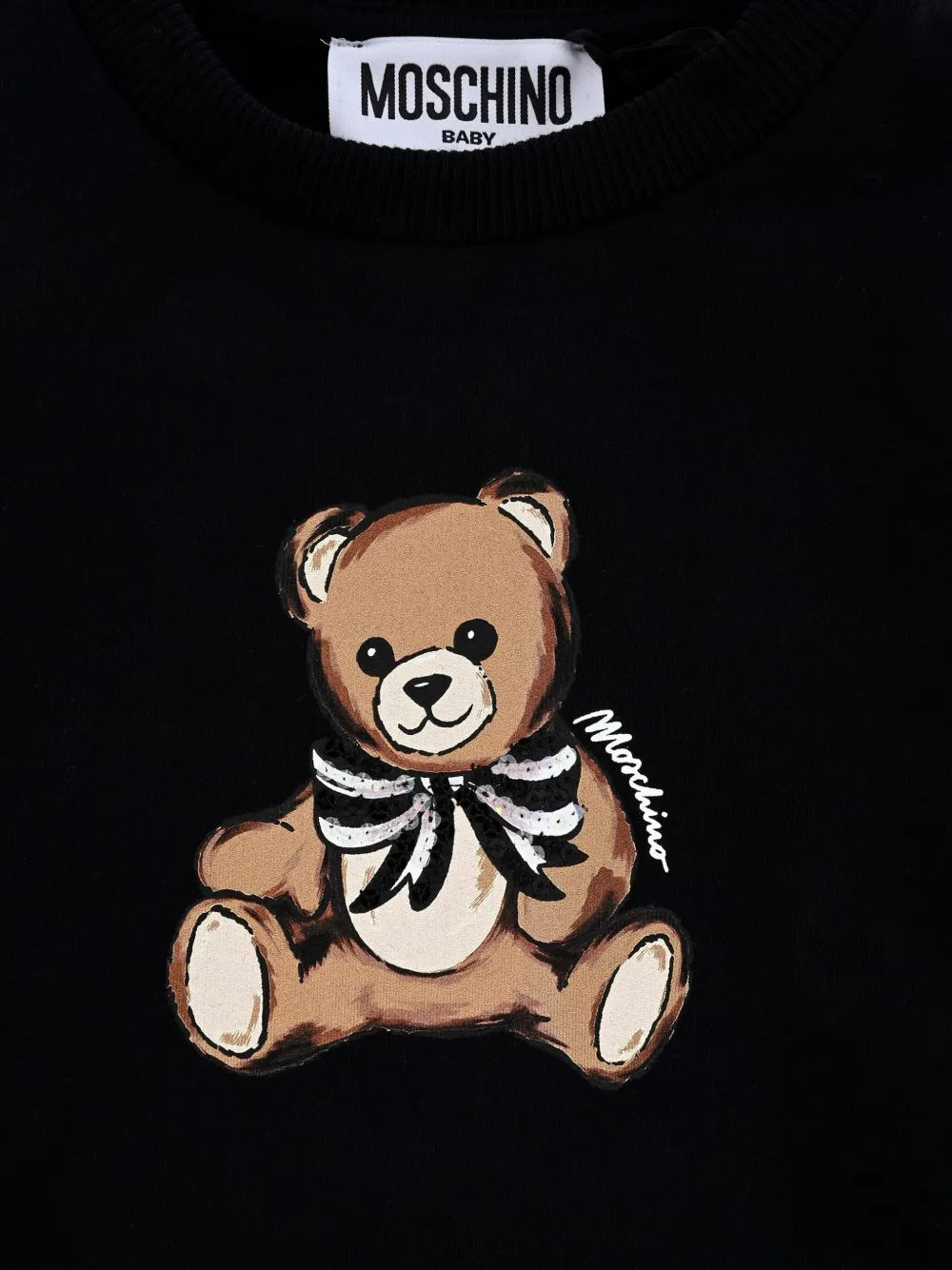 Толстовка с круглым вырезом и принтом Moschino Kids, черный — фото 3