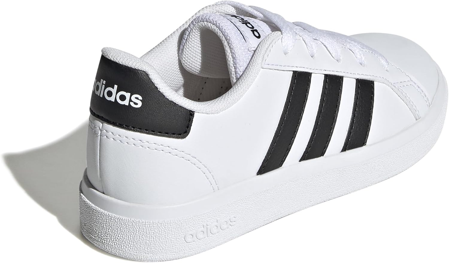 Детские кроссовки Adidas Grand Court 2.0 унисекс с эластичными шнурками и ремешком, белый/черный — фото 3