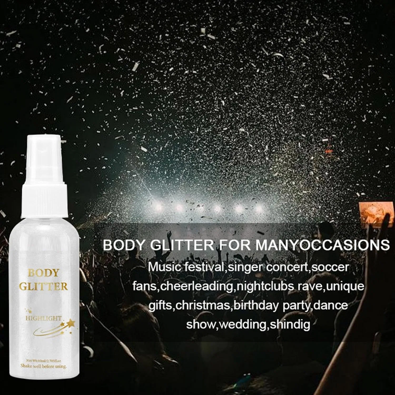 Глиттер-спрей для тела и волос Long Lasting Shiny Hairspray, 80 мл, разноцветный — фото 4