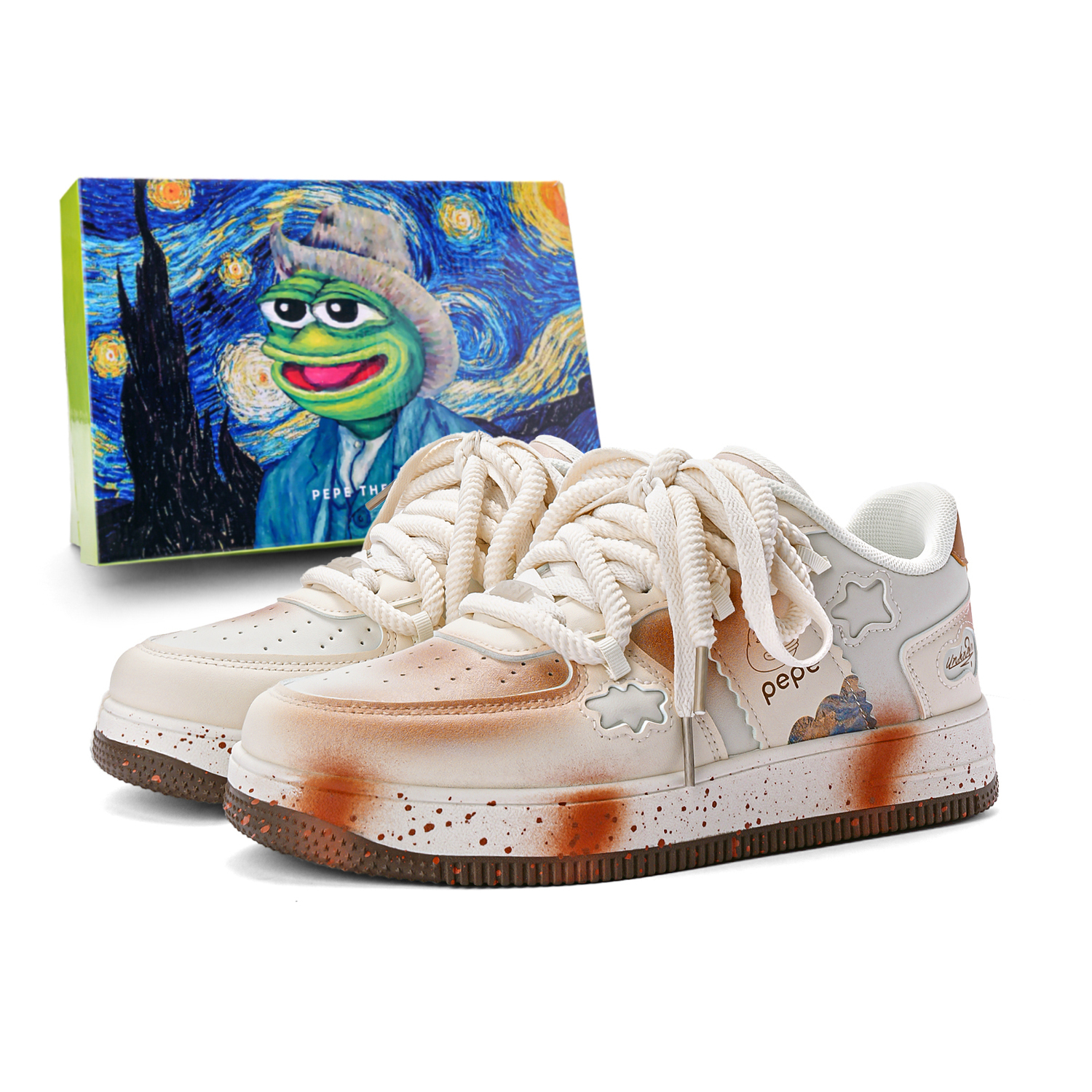 

Pepe The Frog Низкие скейтерские кроссовки унисекс белые классические, цвет White Classic