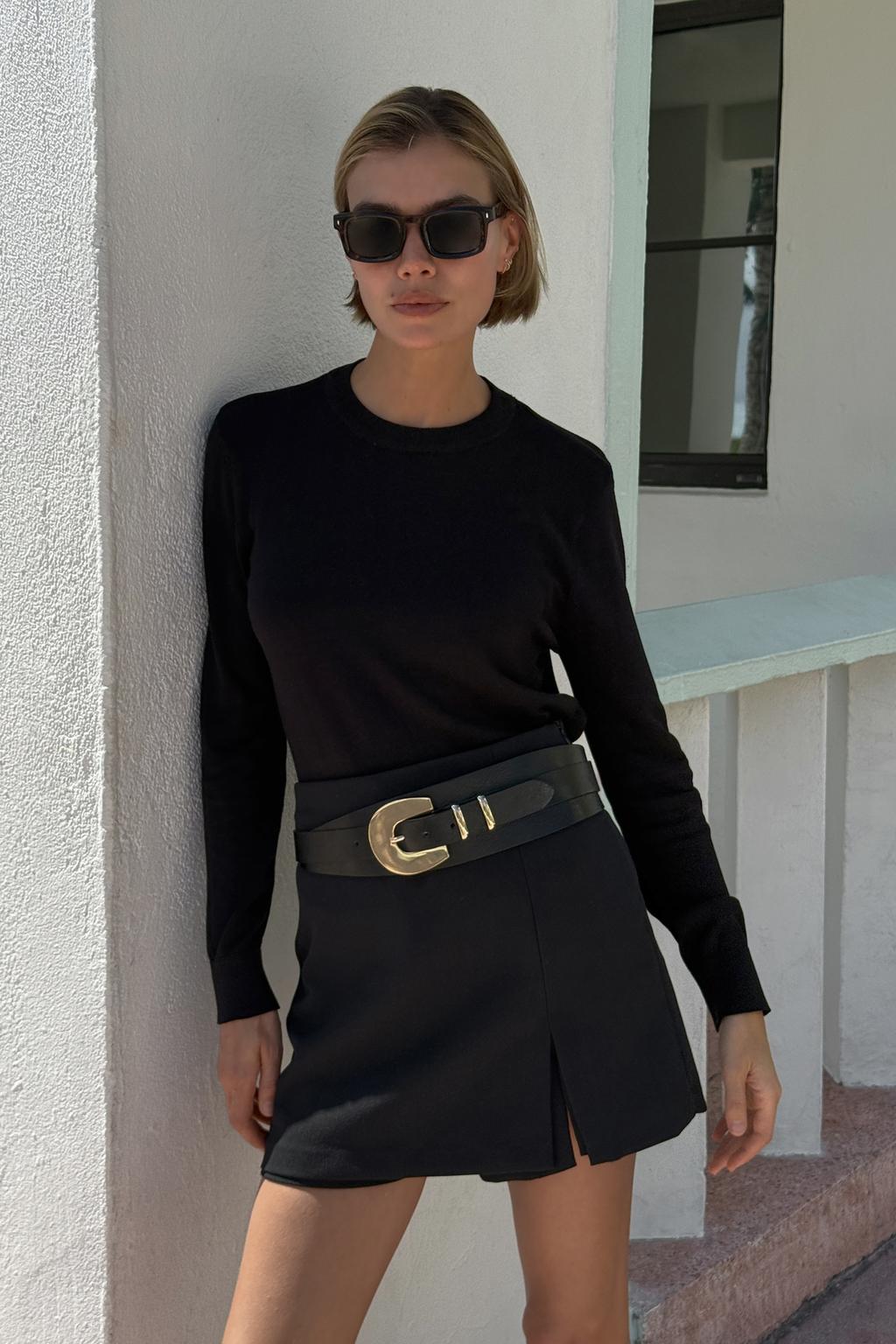

Базовый вязаный свитер ZARA, черный