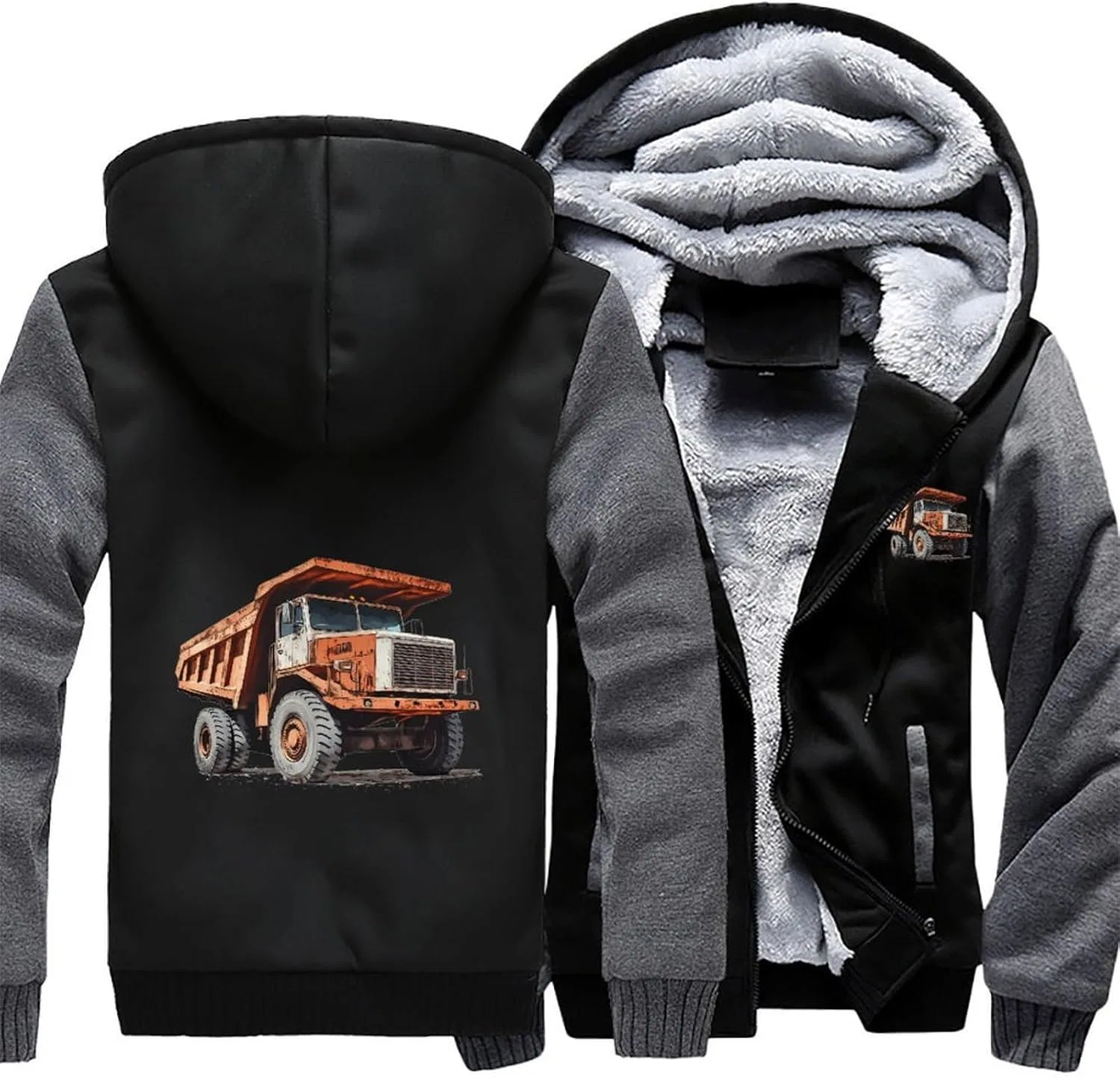 Толстовка на молнии Vintage Dump Truck, серый — фото 3