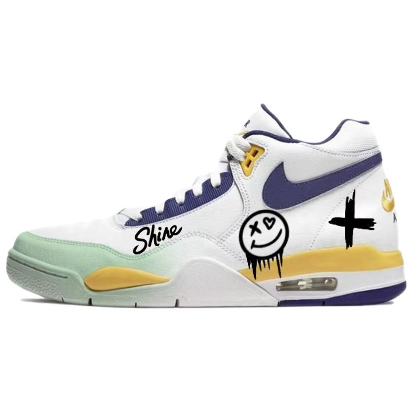 

Nike Кроссовки Flight Legacy Mid Top Vintage для мужчин, белый, желтый, синий