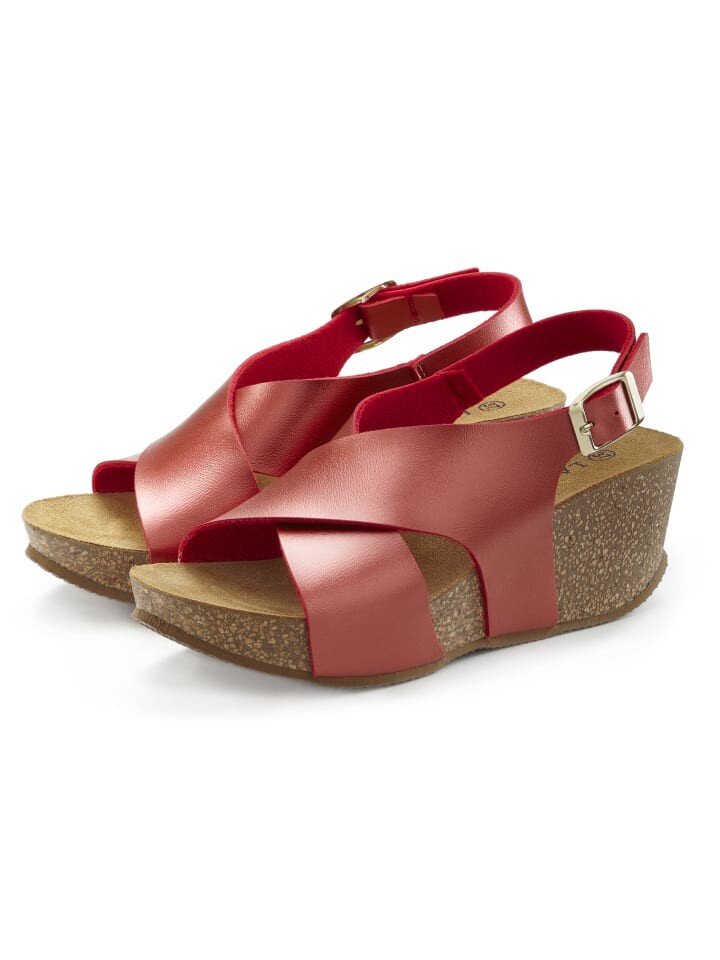 Сандалии на плоской подошве LASCANA Sandalette, красный