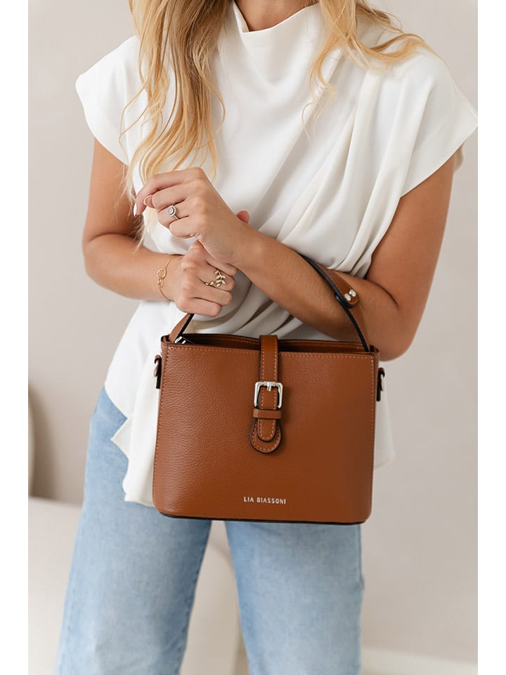 

Lia Biassoni Кожаная сумка светло-коричневого цвета - (Ш)25 x (В)20 x (Г)12 см