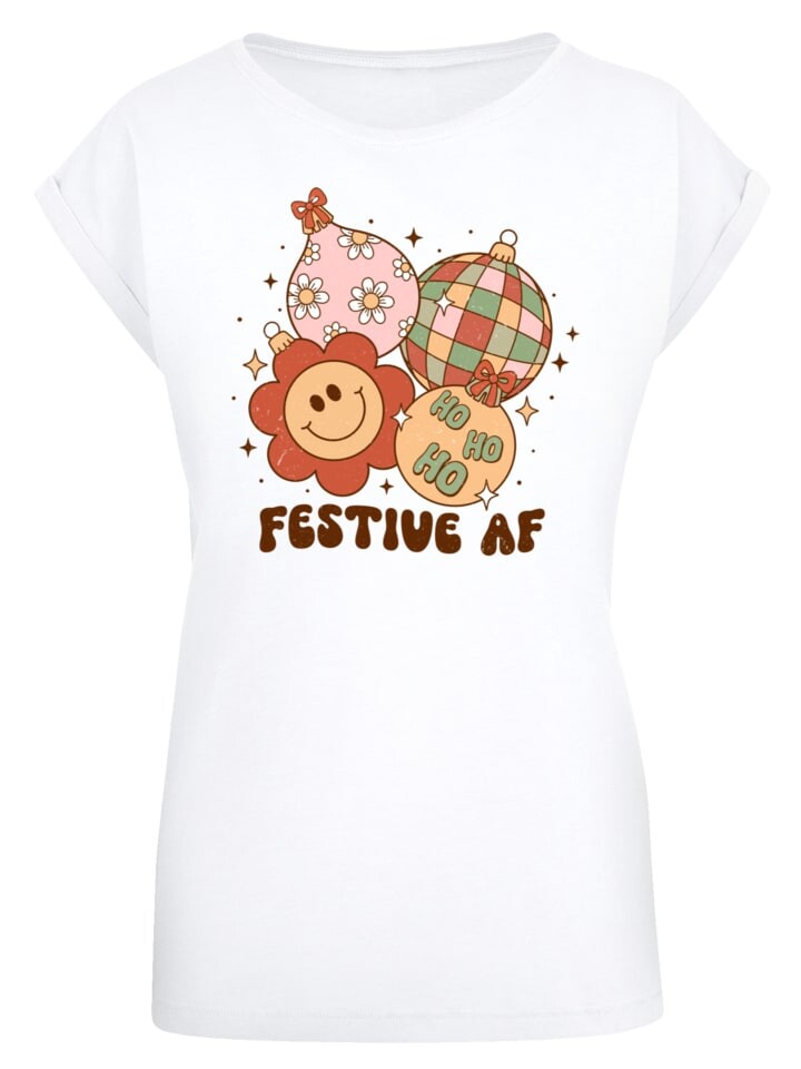 

Футболка F4NT4STIC T-Shirt Festive AF Weihnachten Tree Balls, белый