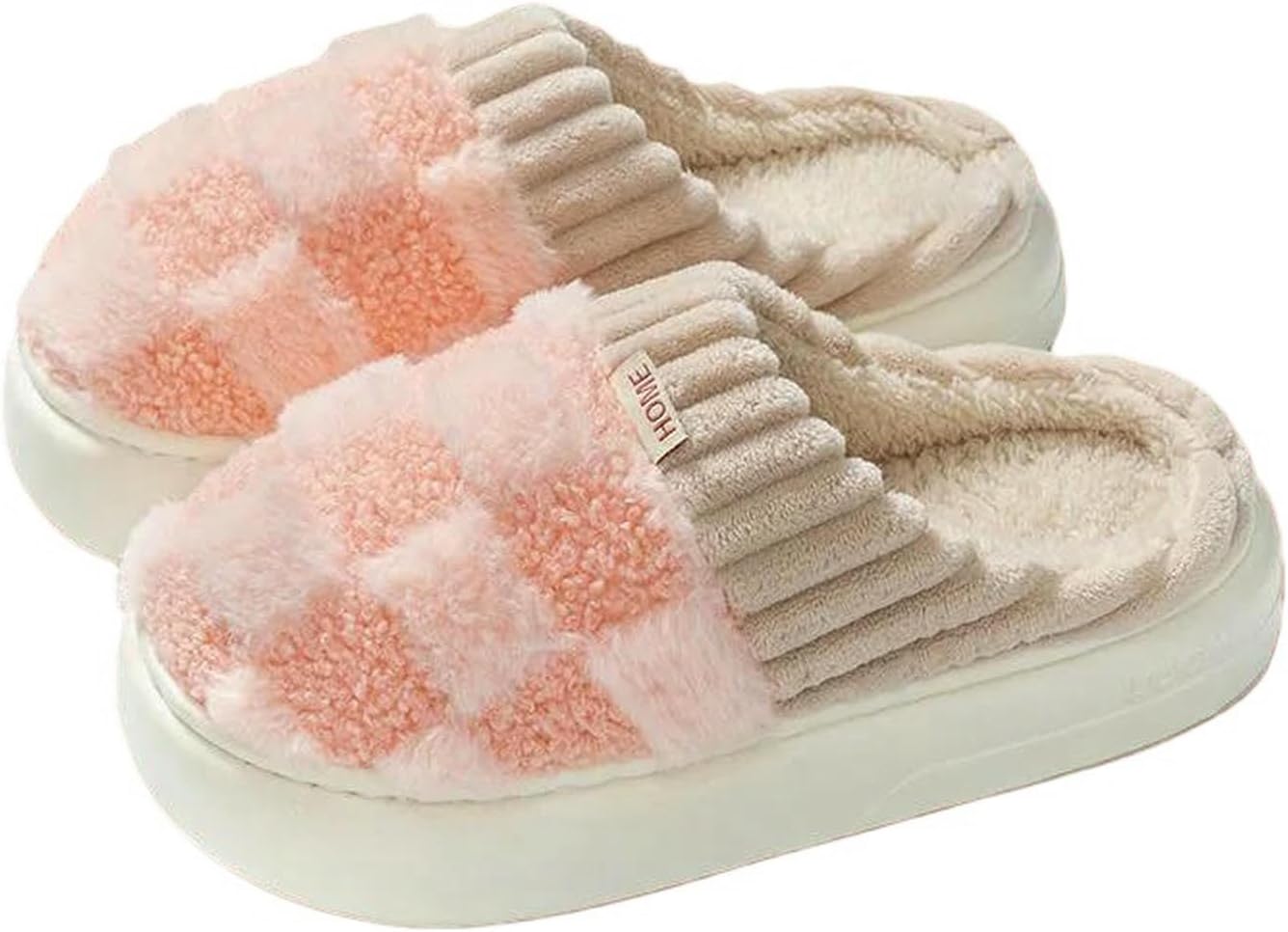 

Женские тапочки Модные зимние Удобные теплые с мягкой подошвой Домашние тапочки для мужчин и женщин Getrichh, розовый
