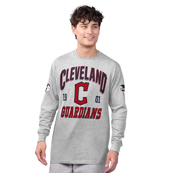

Мужской набор из двух футболок Cleveland Guardians с длинным и коротким рукавом в цвете heather gray/navy Starter