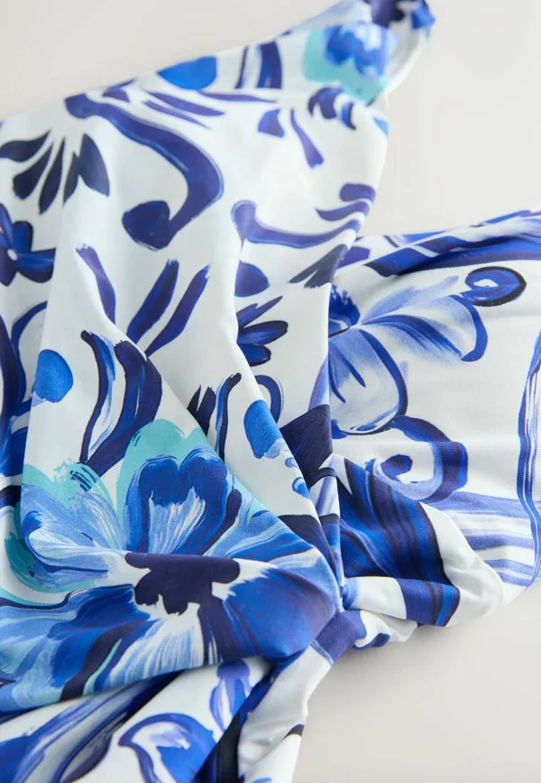 Купальник с эффектом утягивания живота Next, White/Blue Porcelain — фото 4