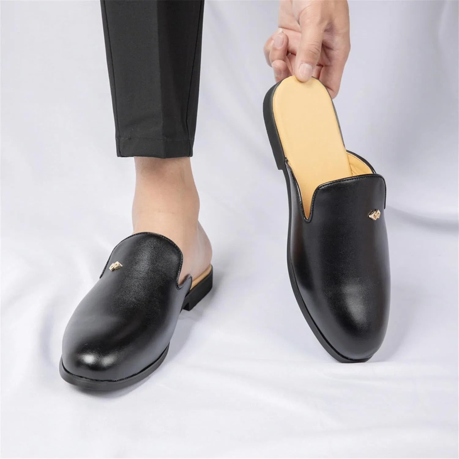 Мужские мокасины из натуральной кожи, Loafers & Slip-Ons, Black TIXEWSJH — фото 4