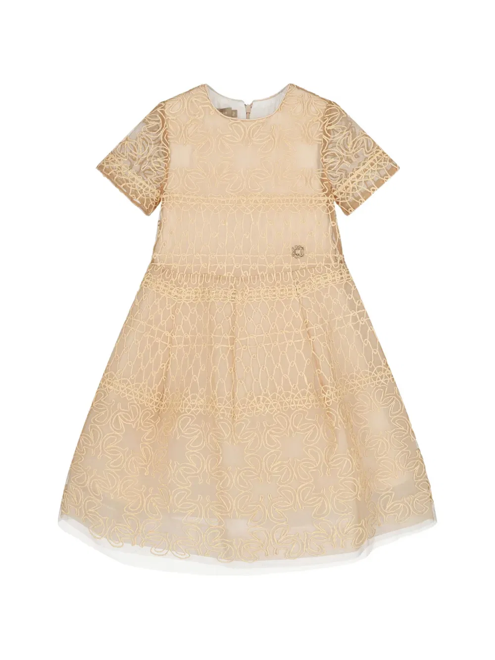 Платье с цветочным декором и круглым вырезом Elie Saab Junior, нейтральный