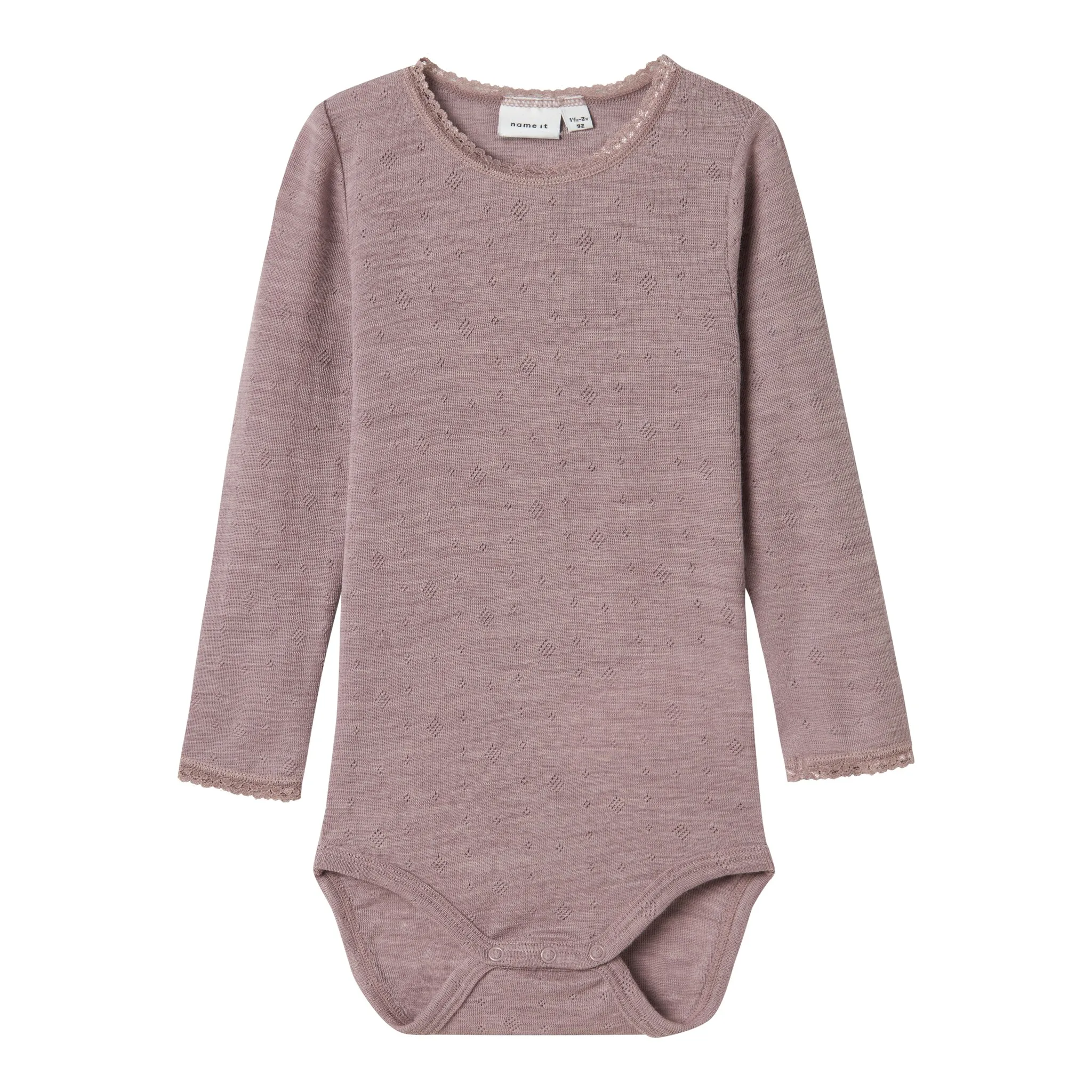 

Боди с длинными рукавами Name It «NMFWANG WOOL NEEDLE LS BODY SOLID NOOS», цвет Purple Dove