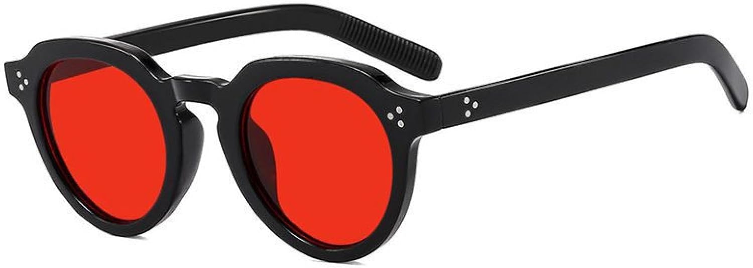 

Винтажные классические солнцезащитные очки с заклепками, неправильной формы, круглые, женские и мужские, в стиле люкс, панк, популярные, с защитой от УФ-излучения UV400 TYUVIVO, Black Red