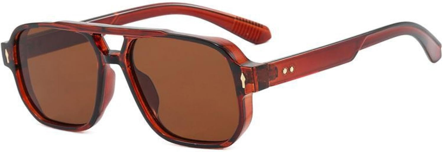 

Роскошные солнцезащитные очки в крупной оправе для женщин и мужчин, в винтажном стиле панк с заклепками, популярные для активного отдыха, с защитой от УФ-излучения UV400 TYUVIVO, Brown Brown