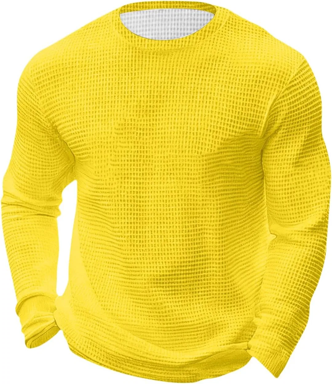 Мужская футболка с длинным рукавом, вафельная, дышащая, Generic, цвет X001# Yellow