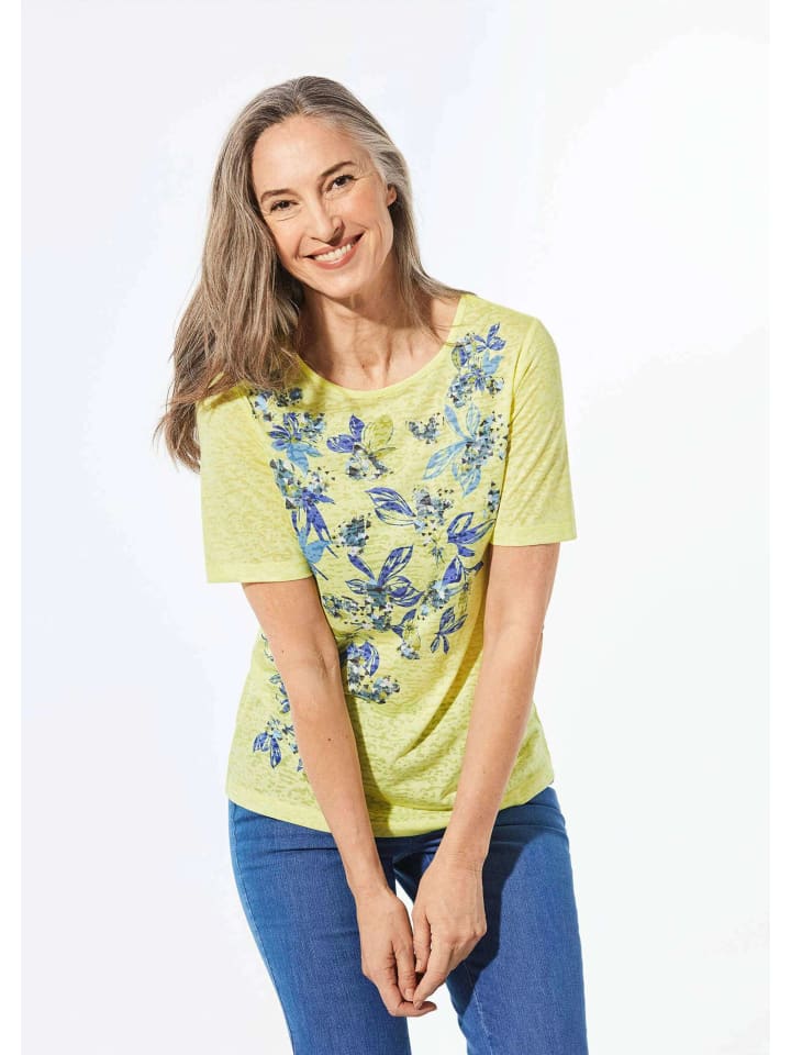 

Рубашка с вырезом-лодочкой светло-зеленого цвета с узором GOLDNER