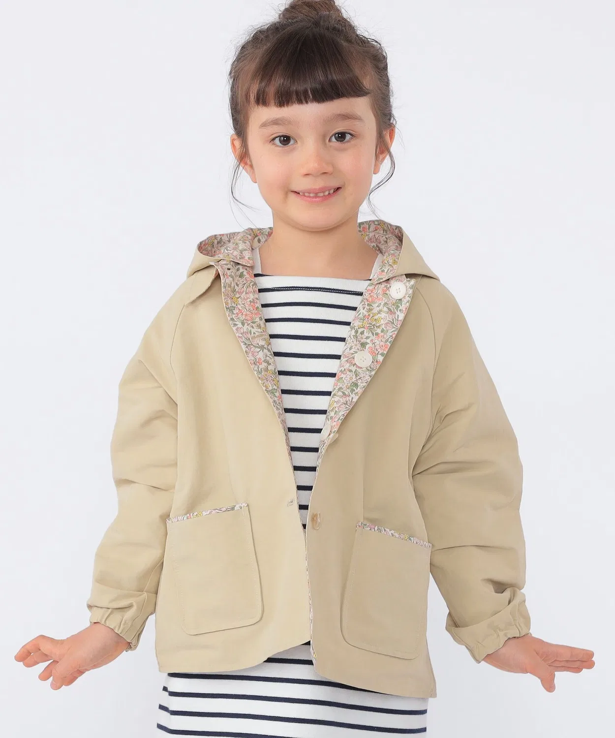 Детское пальто-куртка SHIPS KIDS Liberty двустороннее с капюшоном 100-130 см бежевый