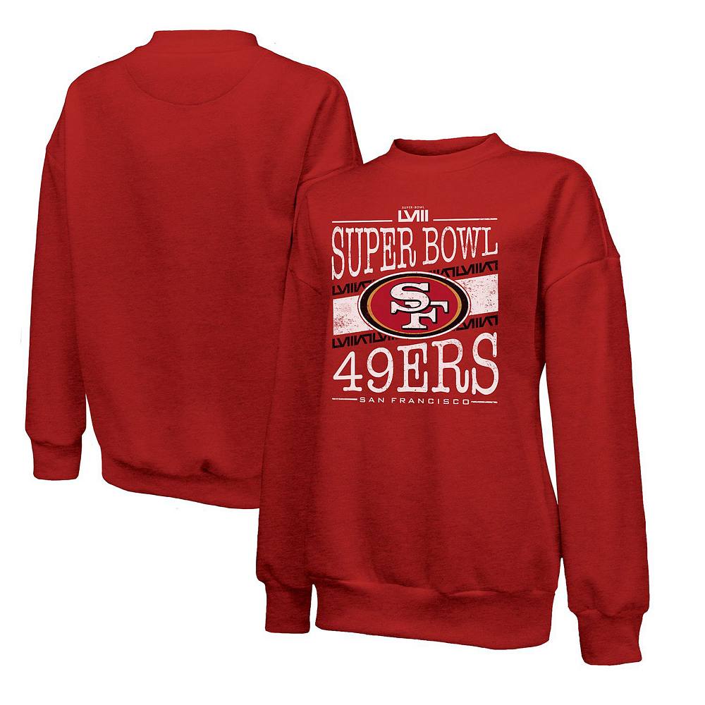 

Женский пуловер из трех смесей Majestic Threads Scarlet San Francisco 49ers Super Bowl LVIII Primetime, толстовка из трех смесей, красный