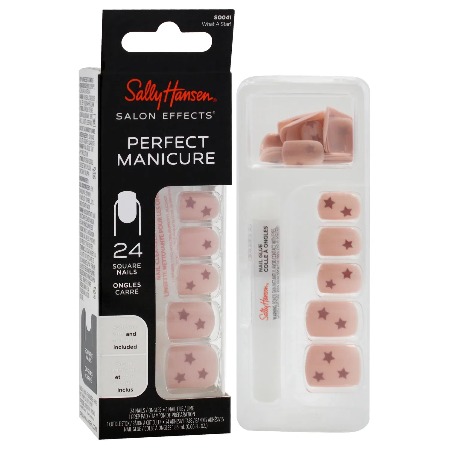 Набор квадратных ногтей Salon Effects Perfect Manicure Square Nails - SQ041 What A Start! от Sally Hansen для женщин - 52 шт, 24 ногтя, 24 клейкие полоски, пилочка для ногтей, подушечка для подготовки ногтей, клей для ногтей 0,06 унции, розовый — фото 3
