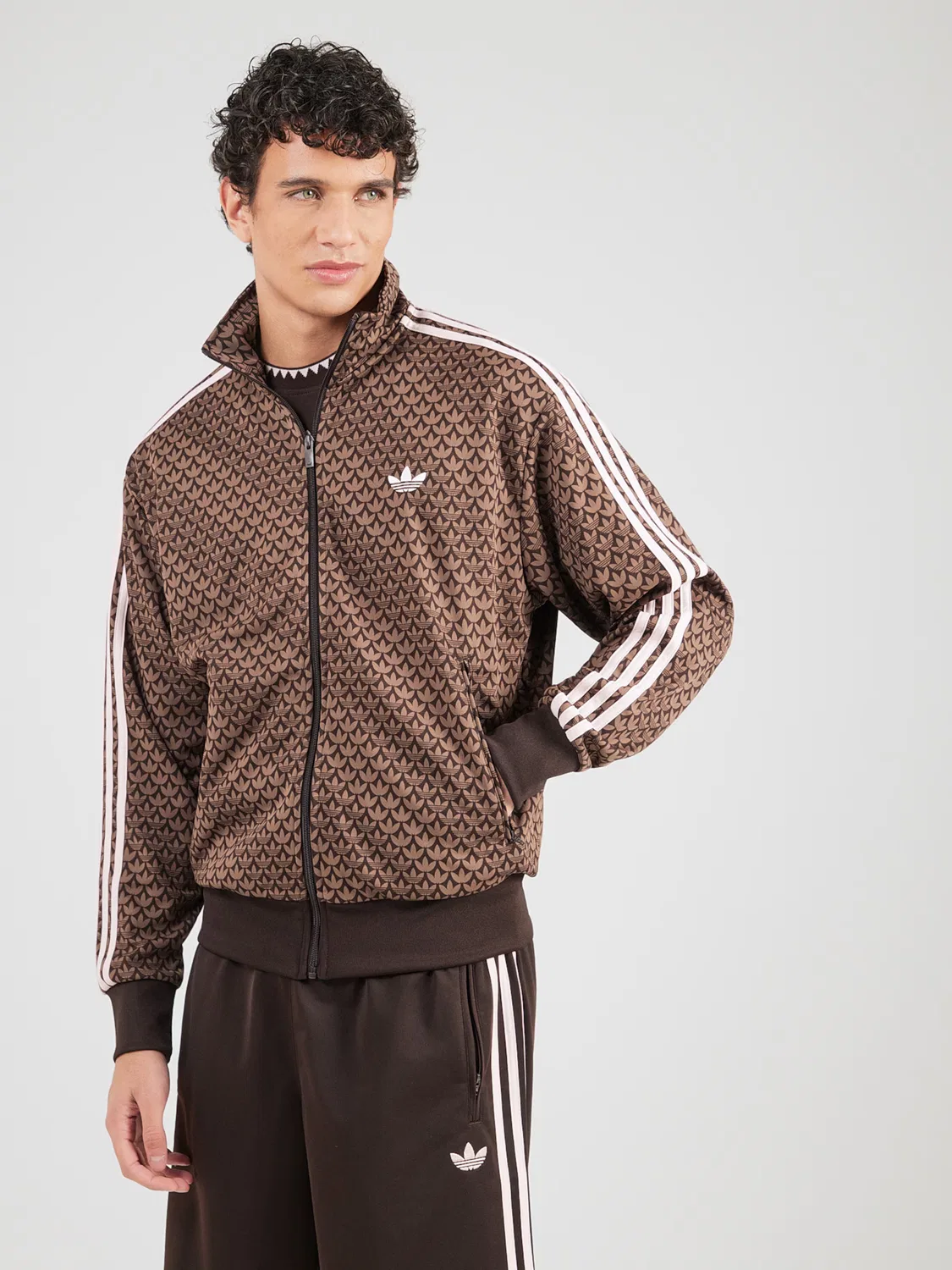 Толстовка на молнии Adidas Originals Firebird в коричневом и теневом цветах — фото 2