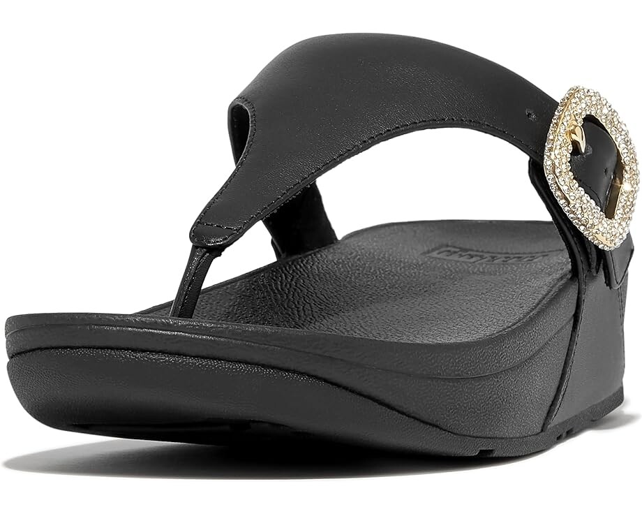 

Сандалии FitFlop Lulu Crystal-Buckle Leather Toe-Post, черный