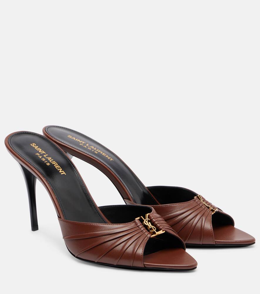 Бабушка Кассандра 90 кожаные мюли Saint Laurent, Brown