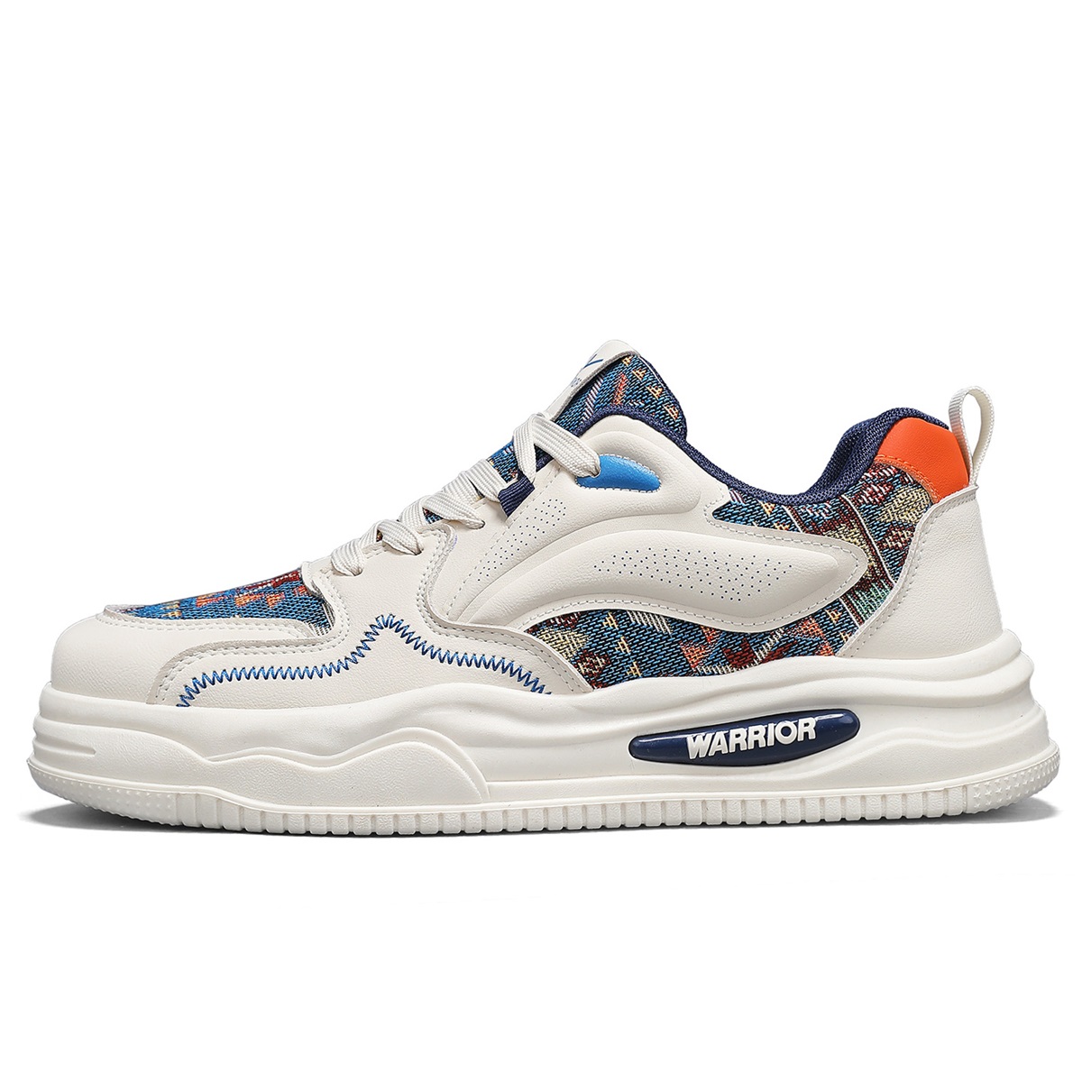 

Мужские низкие скейтерские кроссовки для увеличения роста, износостойкие и легкие WARRIOR, бежевый темно-синий