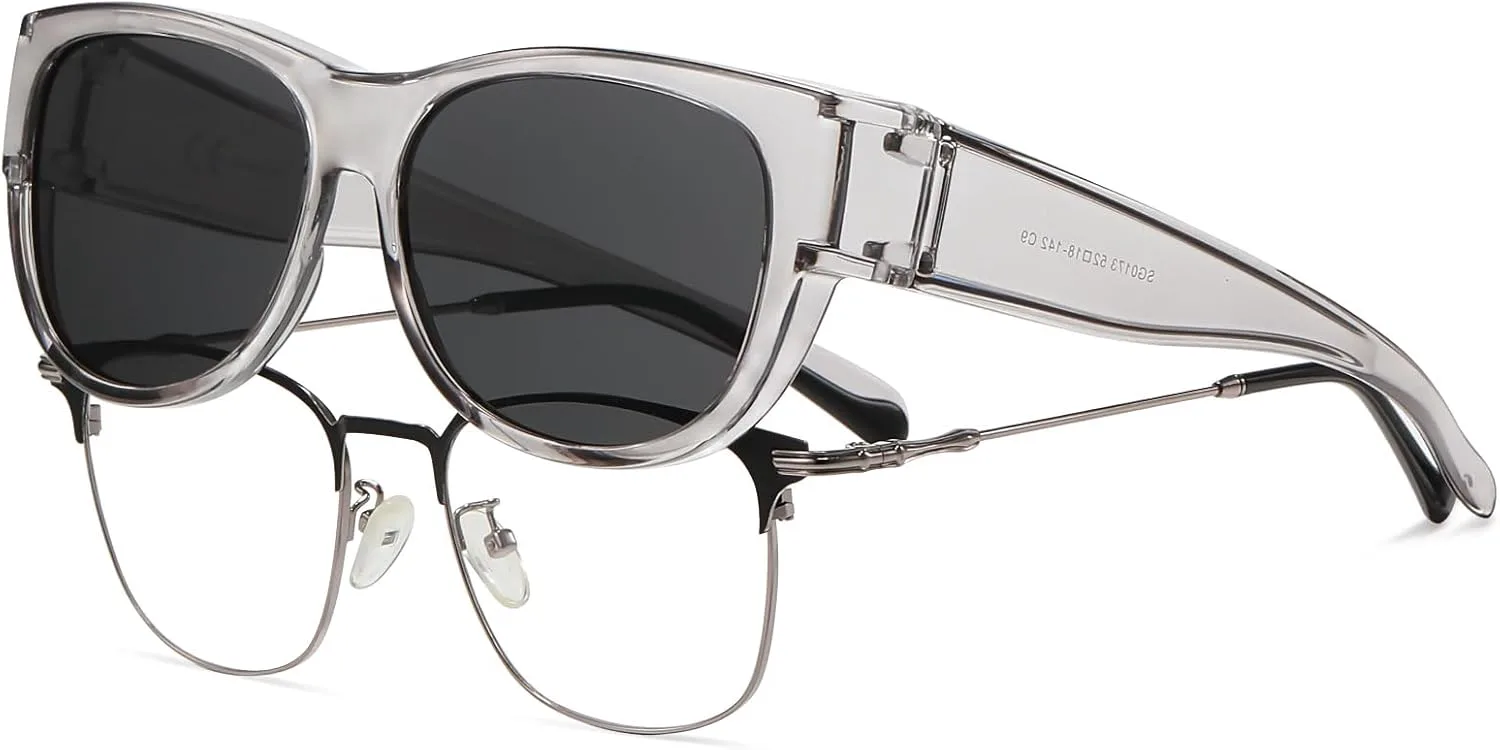 

Солнцезащитные очки HAOLOTA Fit Over Glasses для женщин, поляризованные, модные, в форме «кошачьих глаз», с защитой от УФ-излучения, Size M C11 Grey/Grey