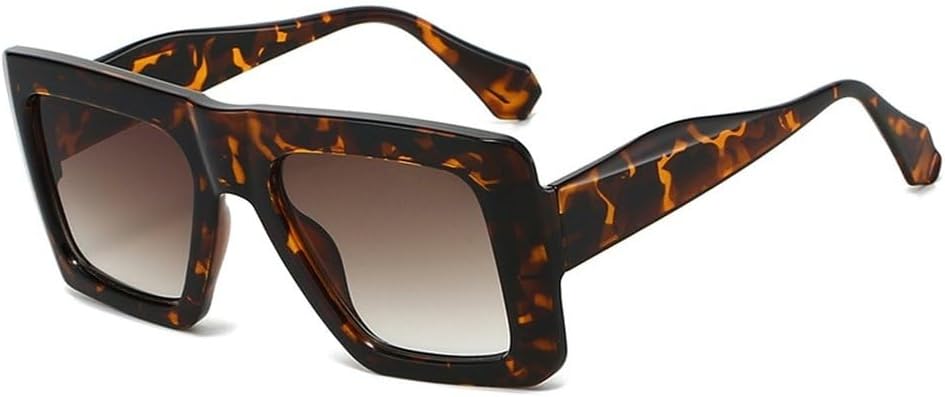 

Ретро большие квадратные солнцезащитные очки для женщин, модные градиентные очки с защитой от УФ-излучения UV400 для мужчин, панк-очки, желто-синие солнцезащитные очки SKFGNX, Leopard Tea Gradient