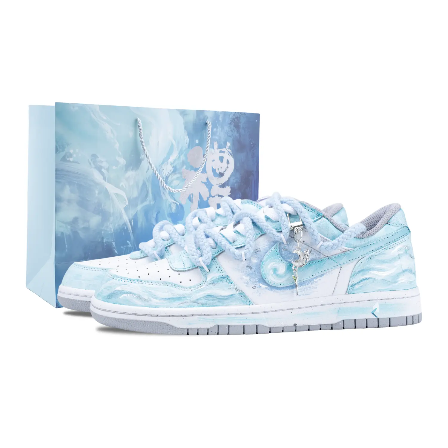 

Nike Повседневные кроссовки Big Sea Moon Abrasion Resistant Breathable Low top Skateboard Shoes мужские белые синие