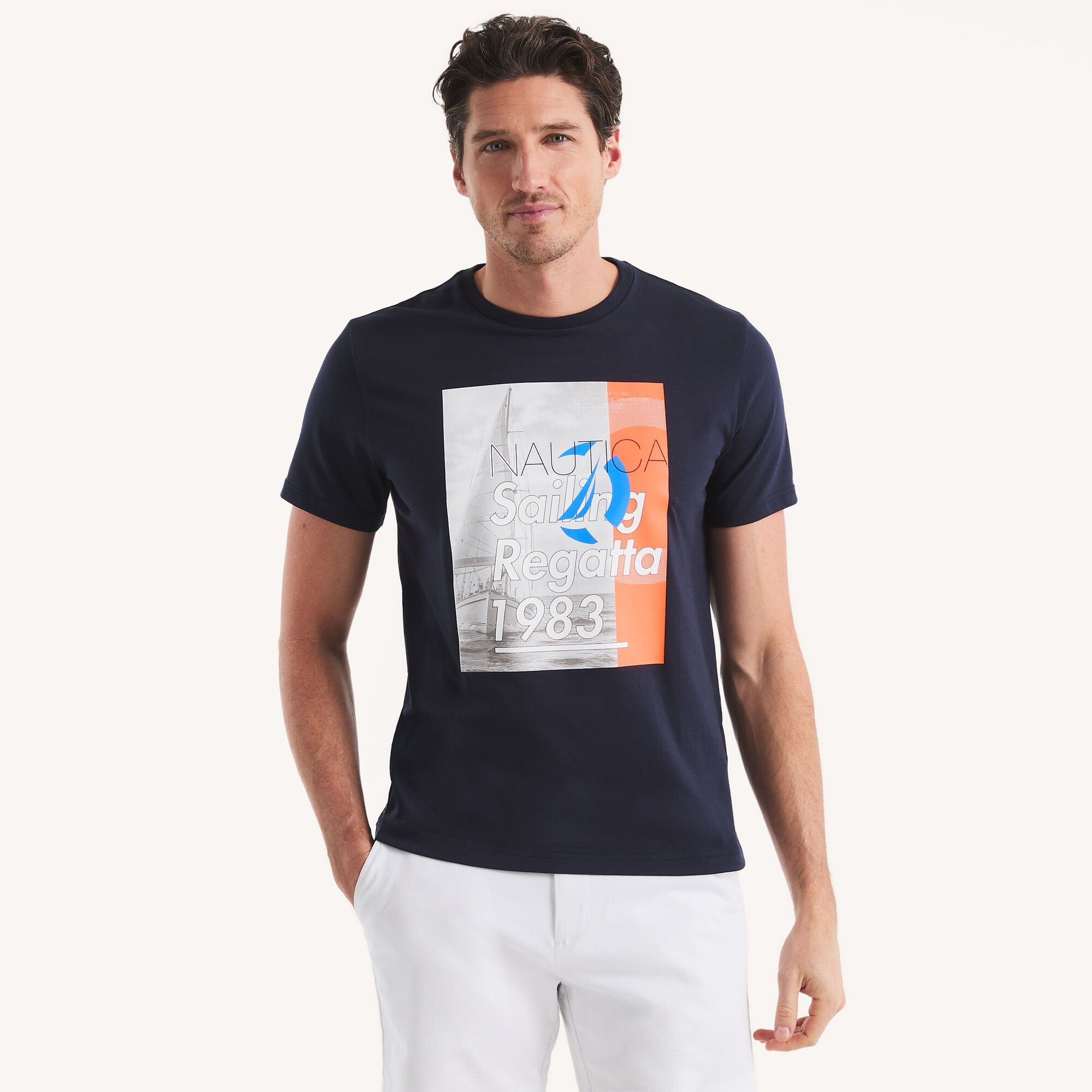 

Футболка Nautica Mens Sailing Regatta с графикой, цвет navy seas