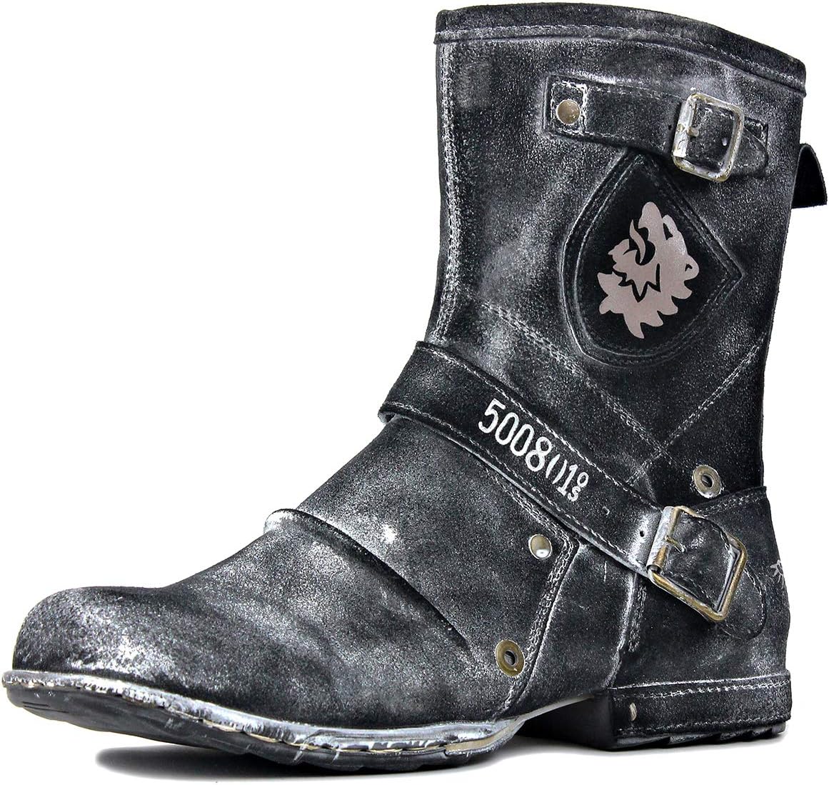 

Мужские мотоботы OSSTONE, дизайнерская мода, кожаные чукка-ботинки с молнией, западного стиля, повседневная обувь OS-5008-1-HHH-R, черный