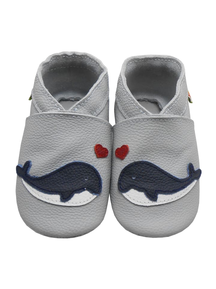 

Yalion Светло-серые кожаные кроссовки для ползания с нескользящей подошвой - с рисунком в виде кита