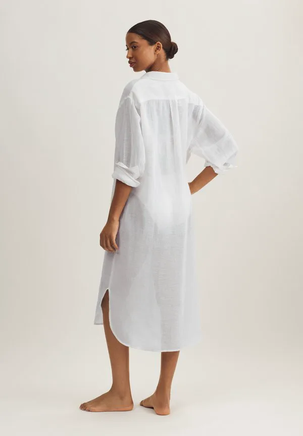 Длинная мужская рубашка, пляжный аксессуар Polo Ralph Lauren, Cream White — фото 4