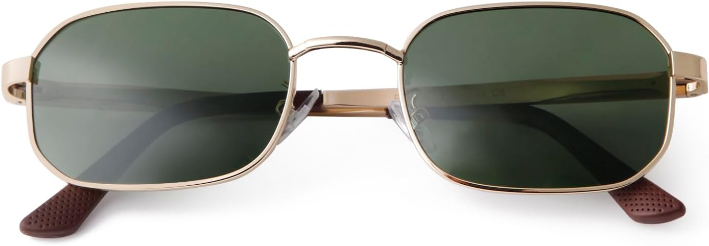 

Поляризованные солнцезащитные очки маленького прямоугольного размера для женщин и мужчин, модные в стиле ретро 90-х, винтажные, узкие, квадратные, с защитой от УФ-излучения DQbhzh, Gold Green