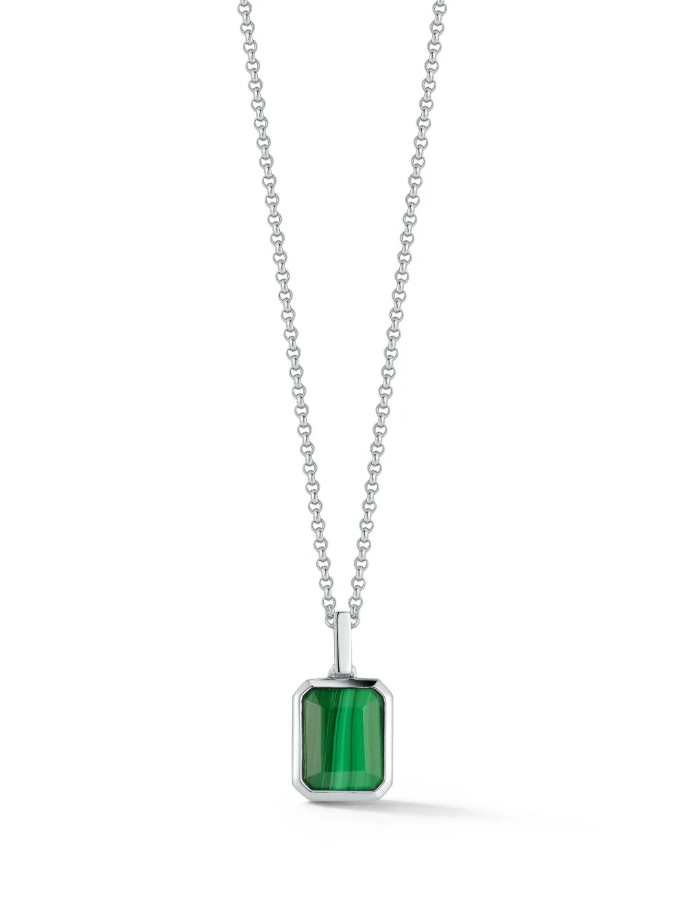

Серебряное колье Emerald Cut с малахитом Mateo, серебяный