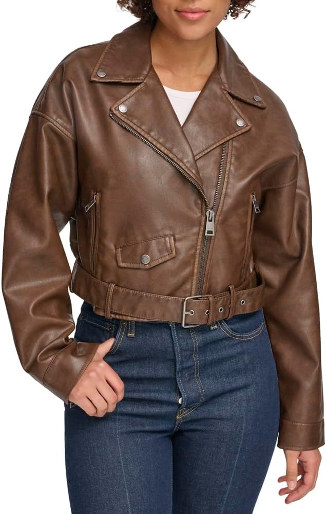 

Levi's Женская укороченная косуха из искусственной кожи, Saddle