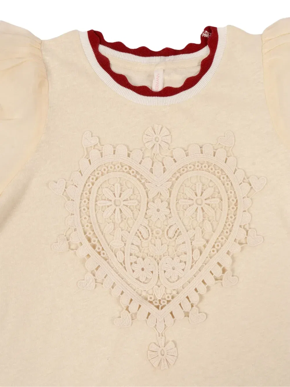Футболка с вышивкой Zimmermann Kids, бежевый — фото 3