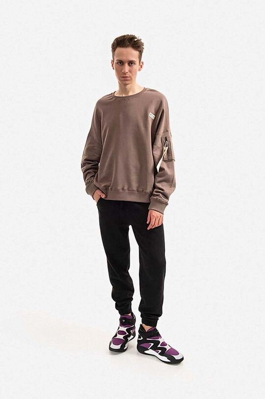 

Хлопковая толстовка Alpha Industries, коричневый