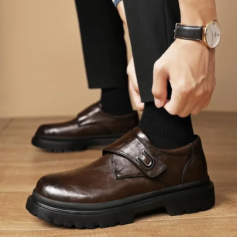 Men's Casual Leather Shoes - Comfortable for Daily use, Commuting, Outdoor Activities, and Gatherings Fusecottc, коричневый — фото 4