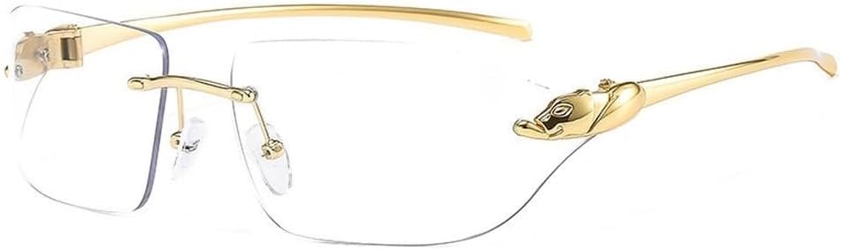 

Винтажные уникальные солнцезащитные очки с принтом гепарда для женщин, без оправы, с прозрачными линзами, как у океанских птиц, мужские солнцезащитные очки с защитой от УФ-излучения UV400 LXLHWN, Golden Clear