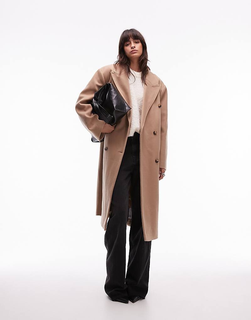 

Topshop – двубортное пальто светло-коричневого цвета