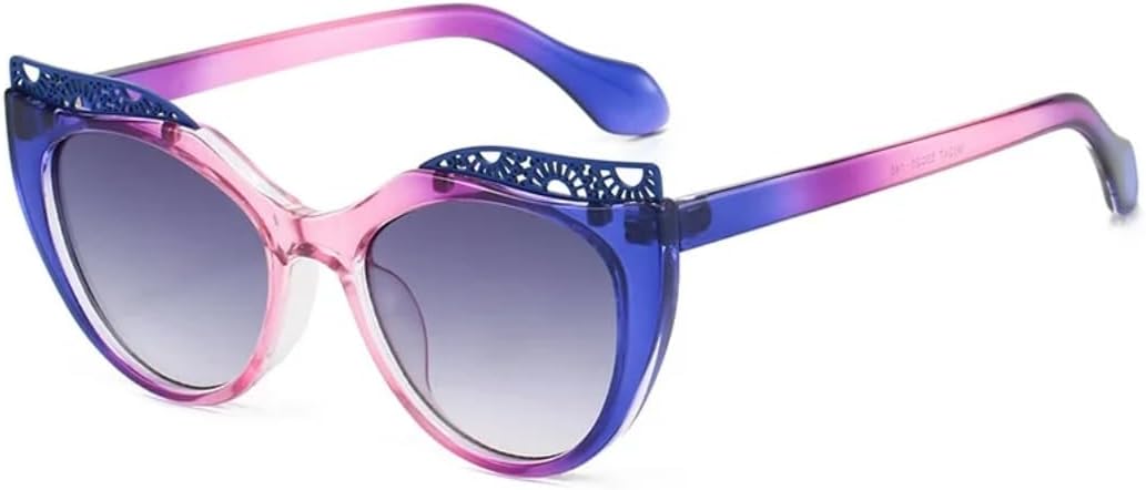 

Роскошные солнцезащитные очки «кошачий глаз» в цвете, женские, с ажурной оправой, повседневные, универсальные, мужские, с защитой от УФ-излучения UV400 TVTBBVV, Purple Pink Grey