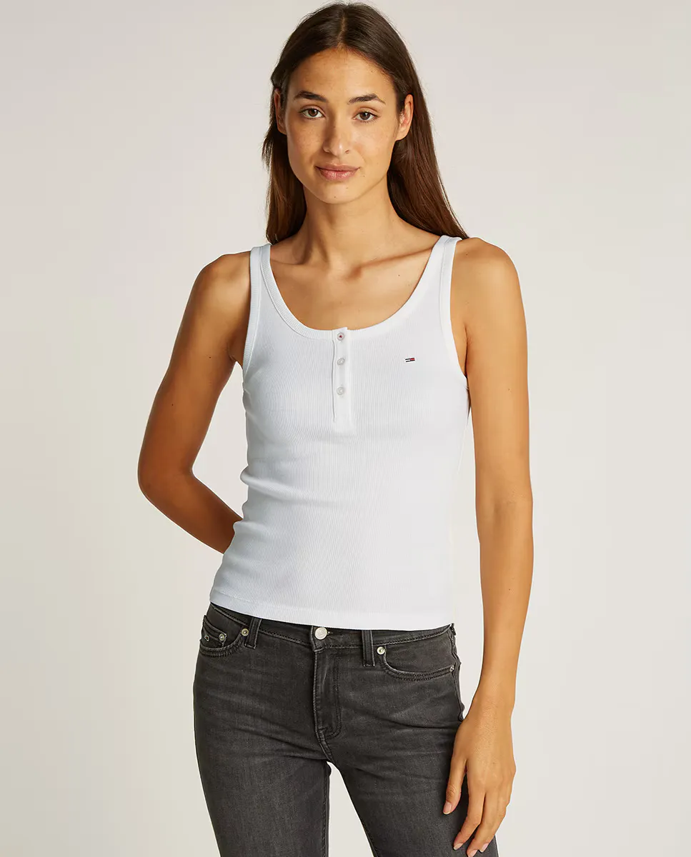 

Женский топ в рубчик на бретелях Tommy Jeans, цвет Crudo