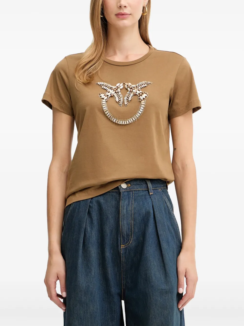 

Футболка с декорированным логотипом Pinko, коричневый